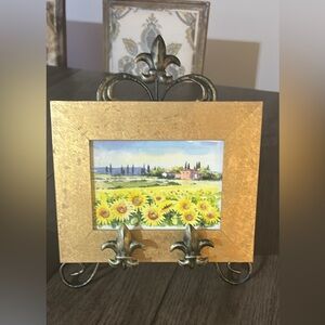 Gold Decorative Picture Frame with watercolour art with Stand /easel